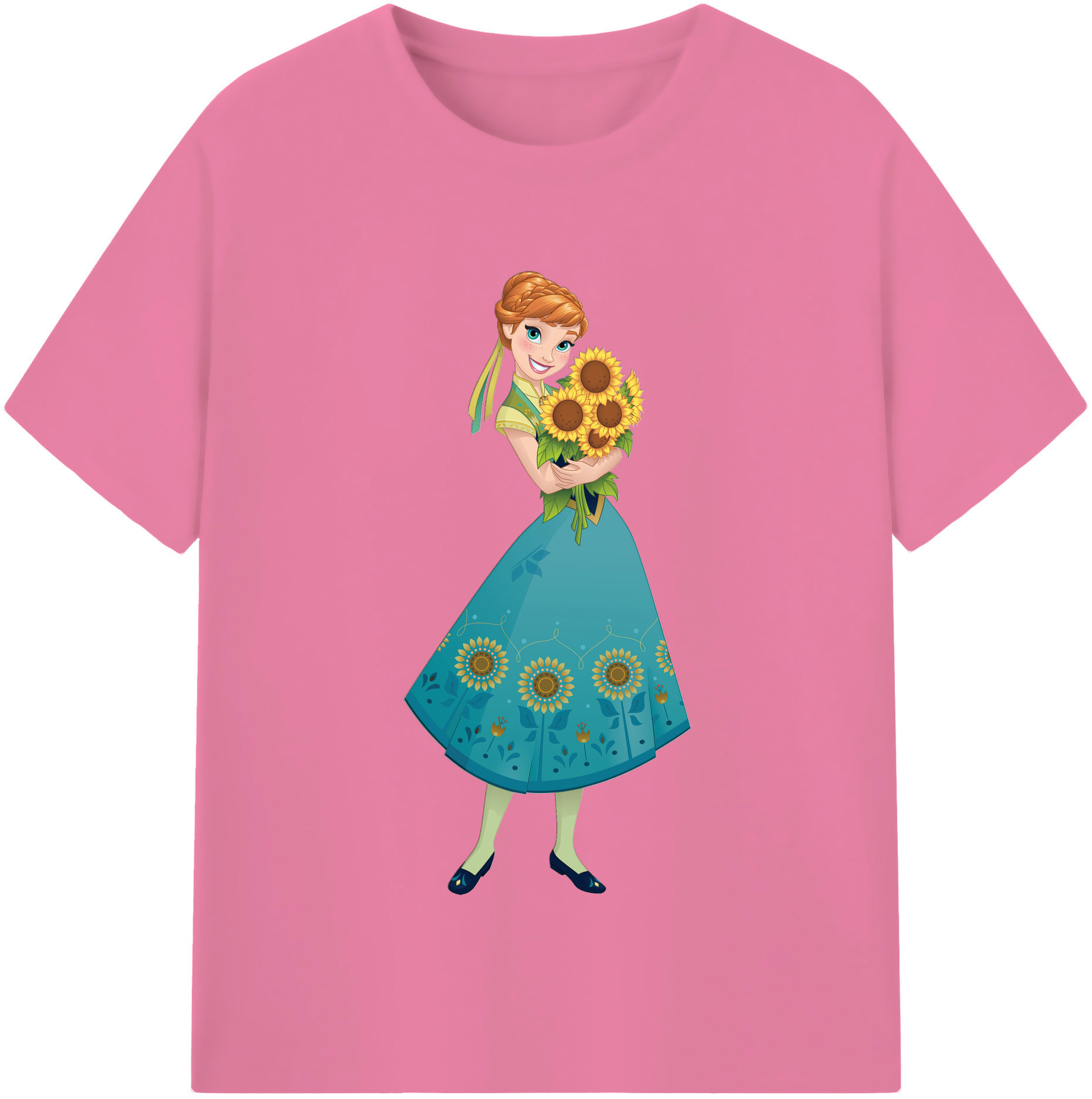 （画像用） アナと雪の女王 アンナ エルサ Frozen Anna Elsa 綿100％半袖Tシャツ（フロントプリント）